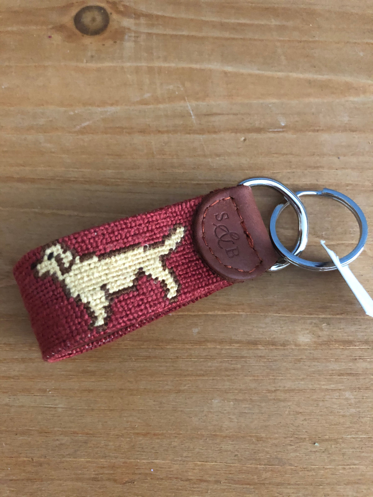 Chocolate Lab Needlepoint Key Fob