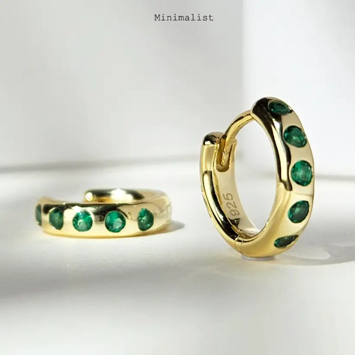 Emerald CZ Huggie Earrings