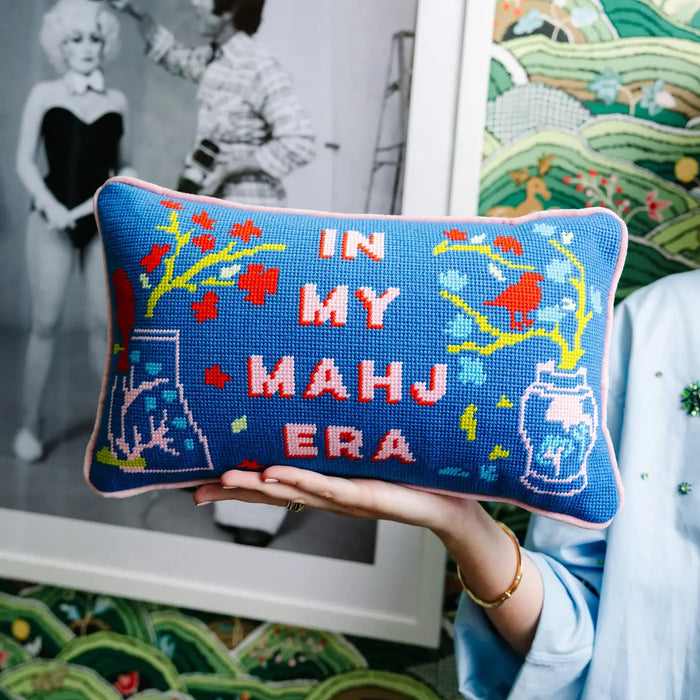 In My Mahj Era Needlepoint Pillow