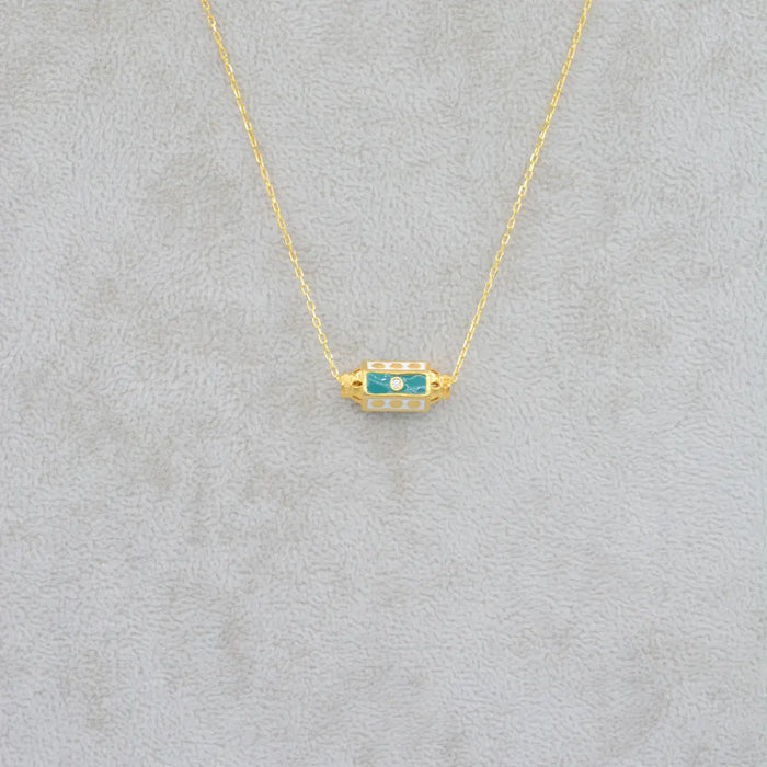 Turquoise Enamel Pendant Necklace