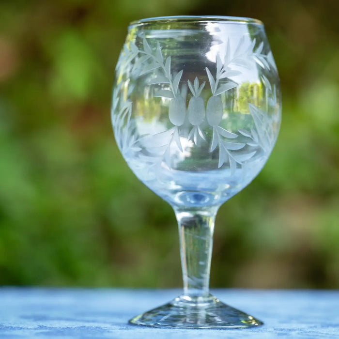 Etched Wine Glass - Set of 4