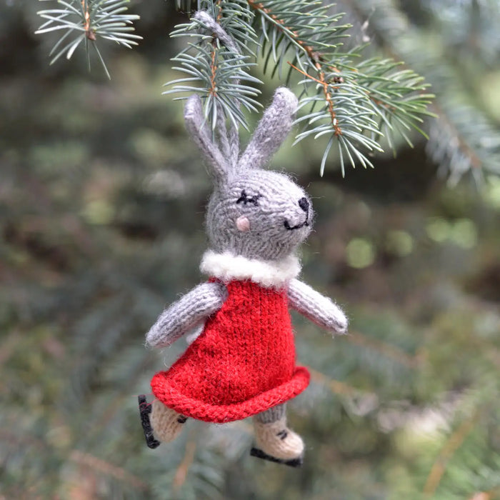 Bunny Ice Skating Ornament