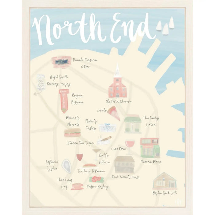 North End Boston Map Print