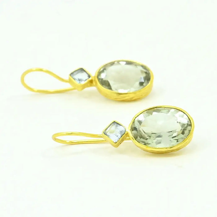 Green Amethyst & Blue Topaz Earrings