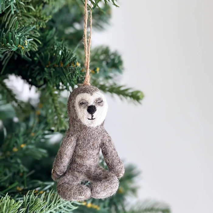 Felt Yoga Sloth Ornament
