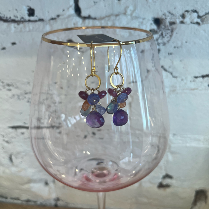 Circle Link Earrings - Amethyst