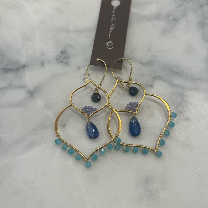 Double Lotus Earrings - Kyanite