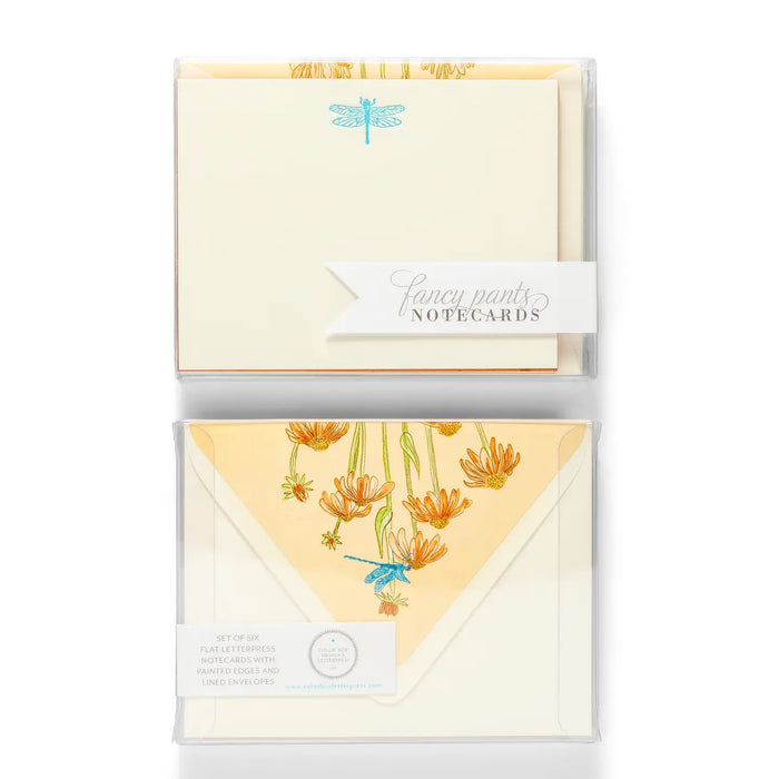 Dragonfly Letterpress Flat Notecards - Set of 6