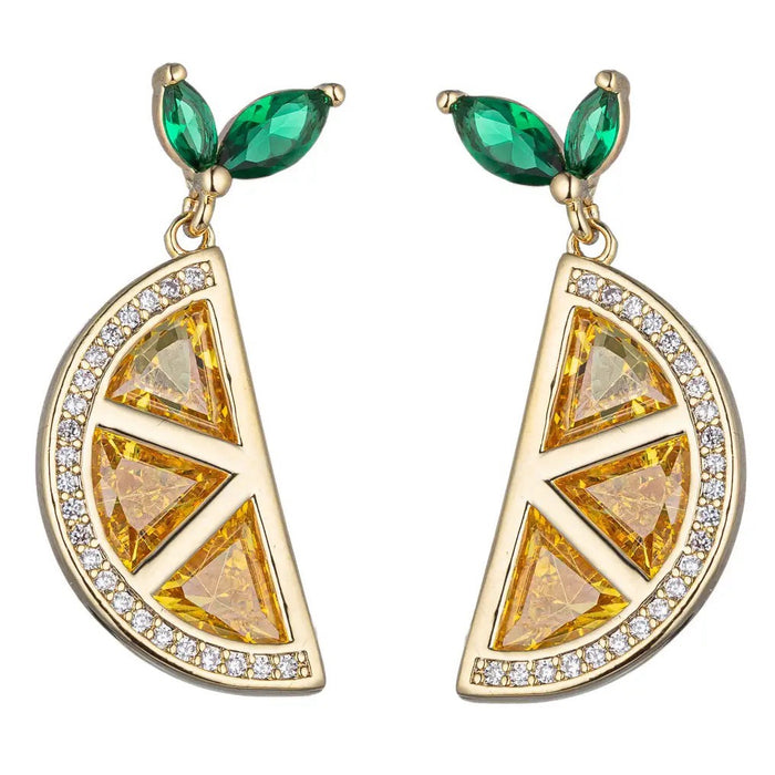 Lemon Wedge Cz Drop Earrings