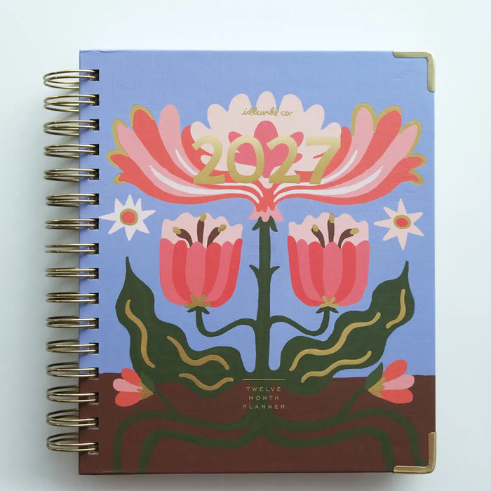 2027 Spiral Bound Planner | Folk Art Tulip