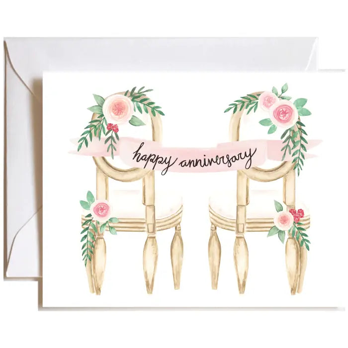 Happy Anniversary Wedding Chairs Greeting Card