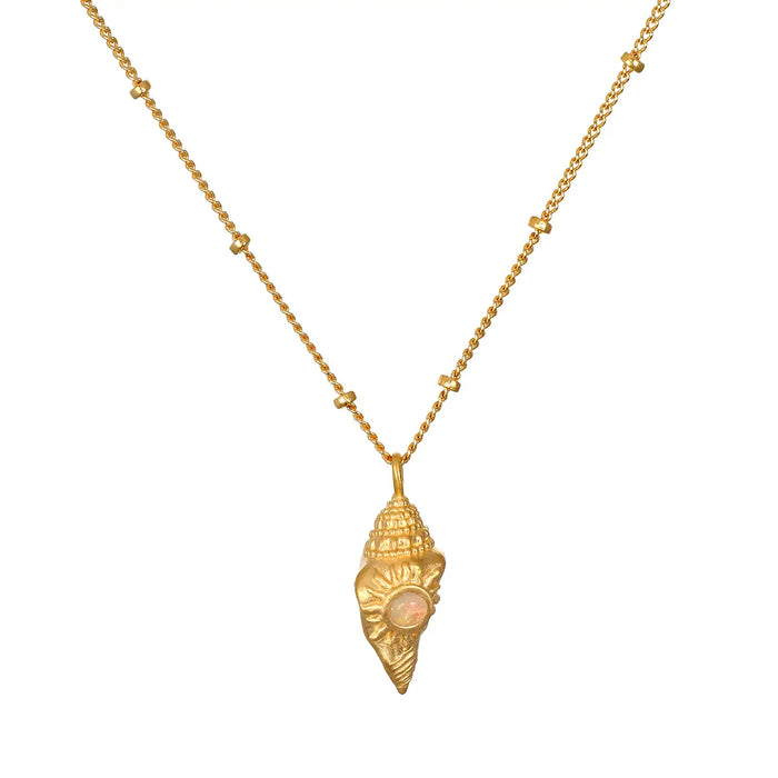 Conch Shell Necklace with Opal Stone