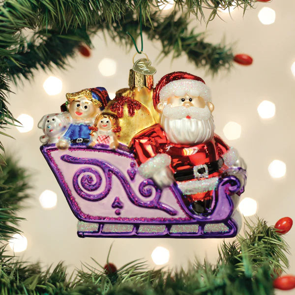 Santa on Sleigh Ornament