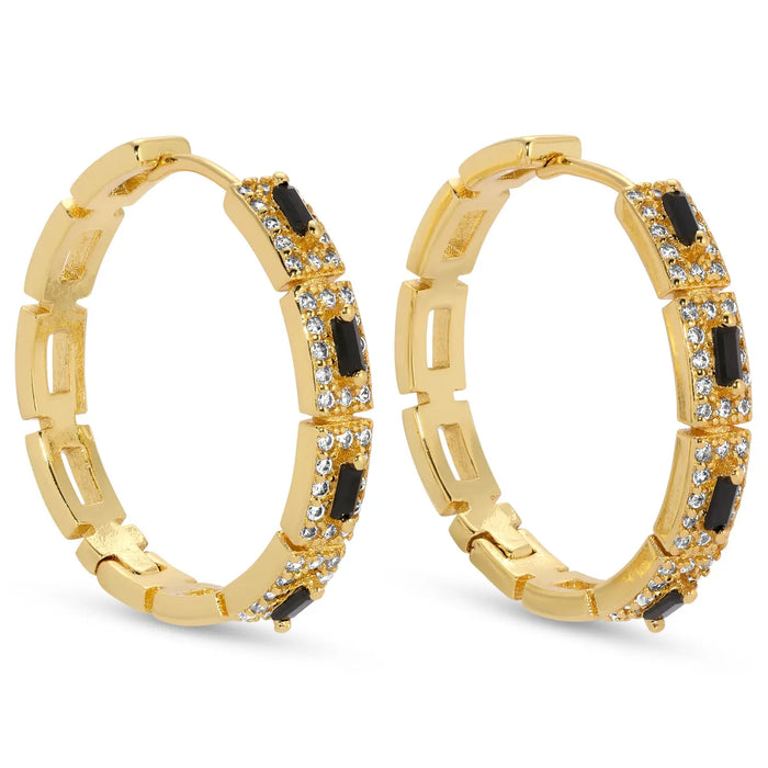 Rectangle Pave Large Hoops