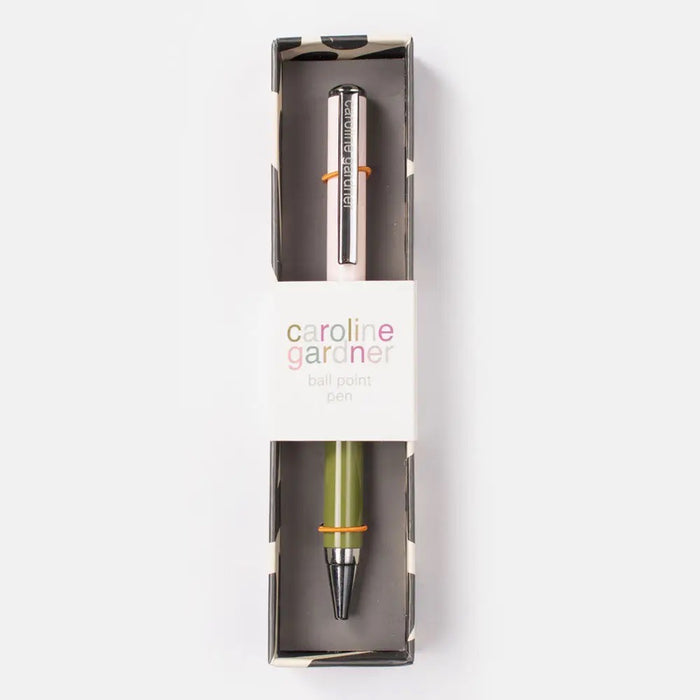 Color Block Boxed Pen - Pale Pink and Olive Green