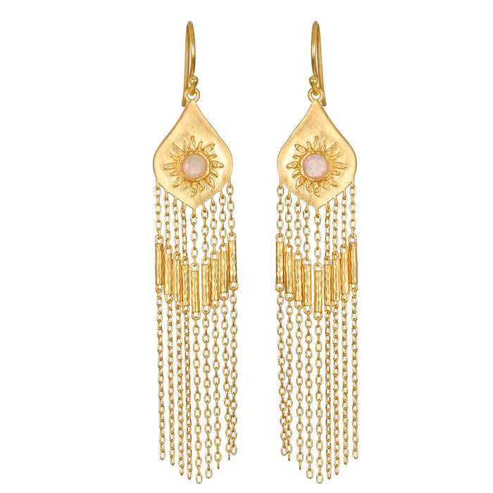 Opal Sun Fringe Earrings