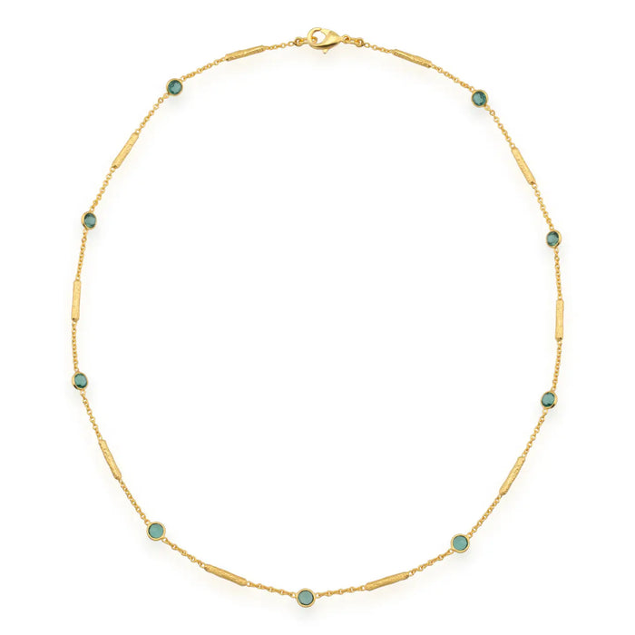 Green Tourmaline Necklace with Textured Tube Spacers