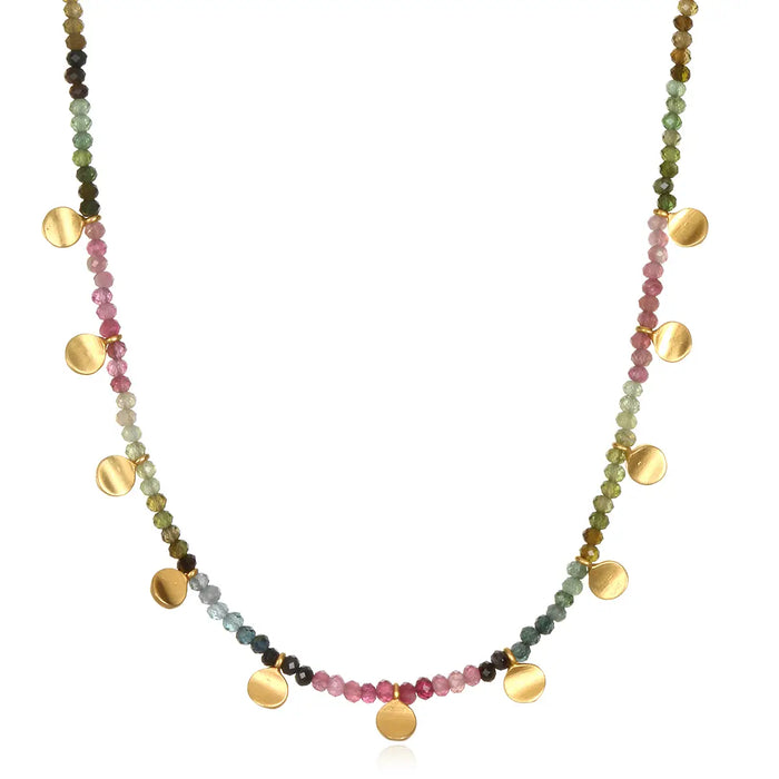 Tourmaline Gold Moon Choker Necklace