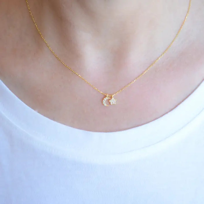 Moon and Star Necklace