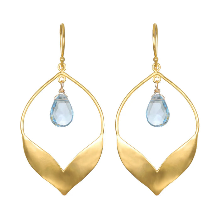 Blue Topaz Lotus Earrings