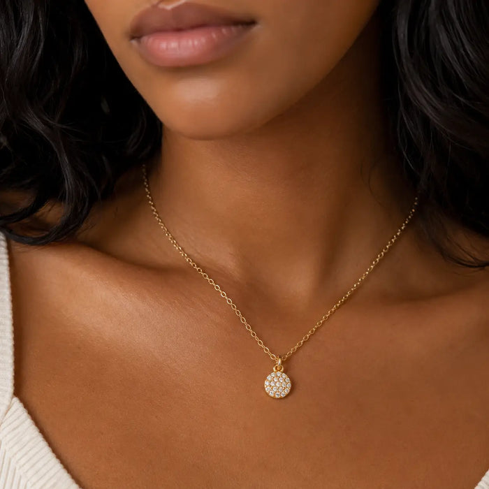 Disc Pendant with Cubic Zirconia Necklace