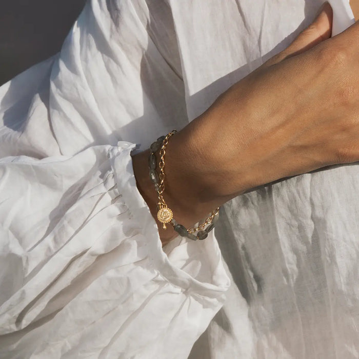 Labradorite Lotus Toggle Bracelet