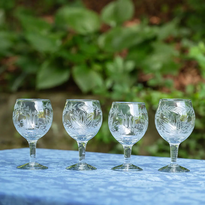Etched Wine Glass - Set of 4