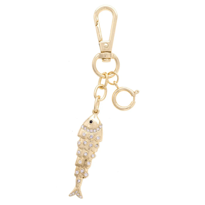Pave Sardine Bag Charm in Gold