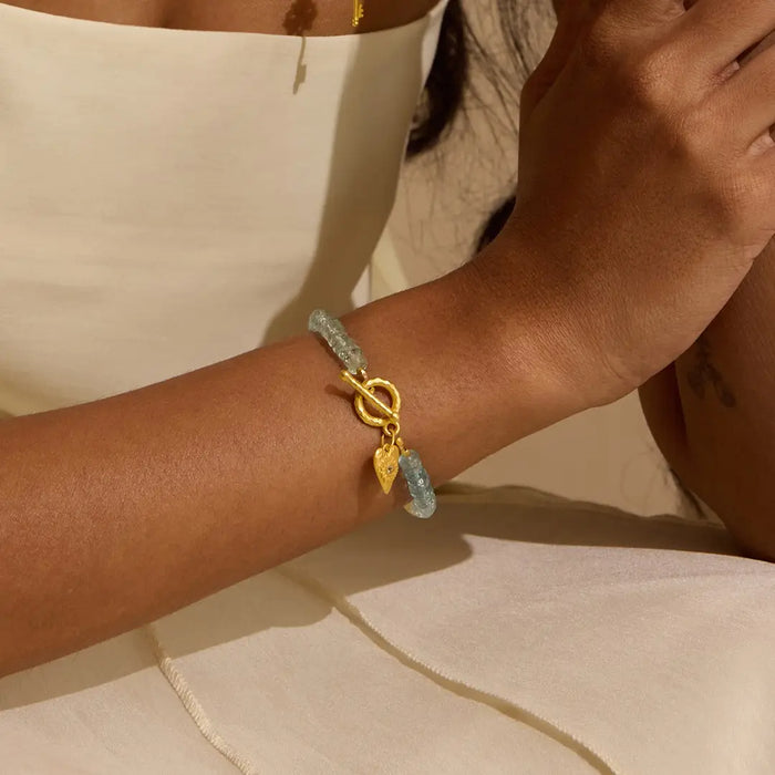 Aquamarine Heart Toggle Bracelet