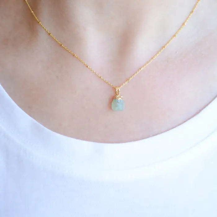 Rough Cut Prehnite Pendant Necklace