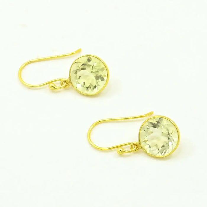 Lemon Quartz Round Earrings