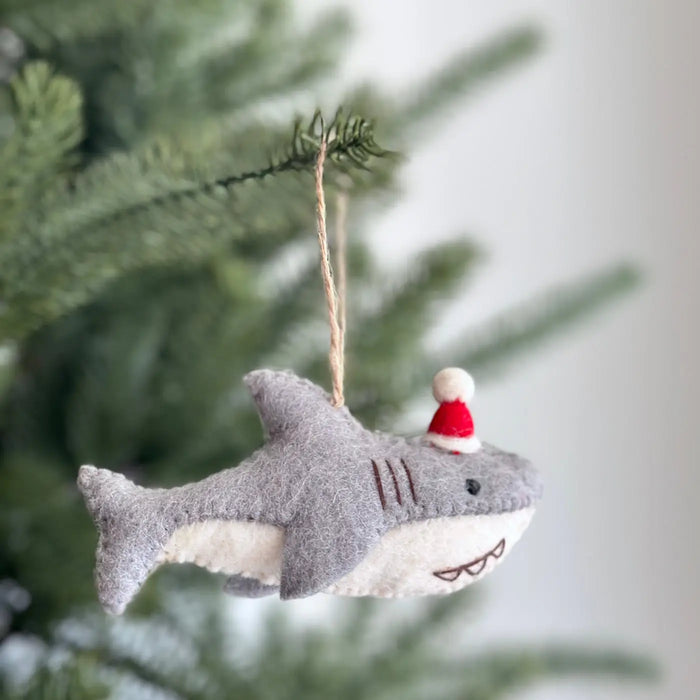 Baby Shark with Christmas Hat Ornament