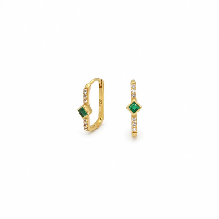 Green Onyx & White Topaz Huggies
