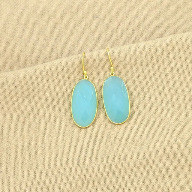 Aqua Chalcedony Earring