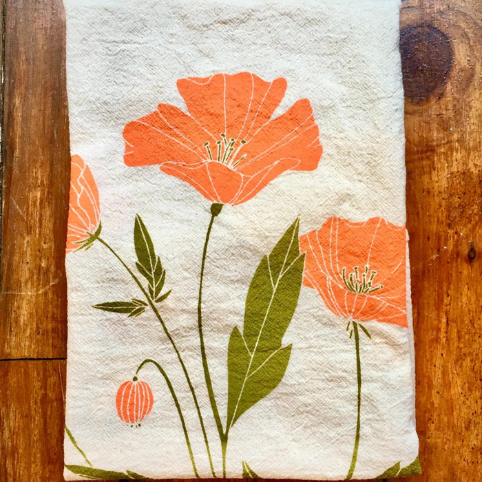 California Poppy Dish Towel