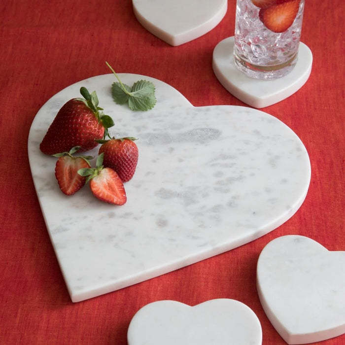 Heart Serving Board - White Marble