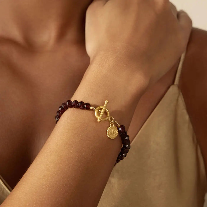 Garnet Lotus Bracelet