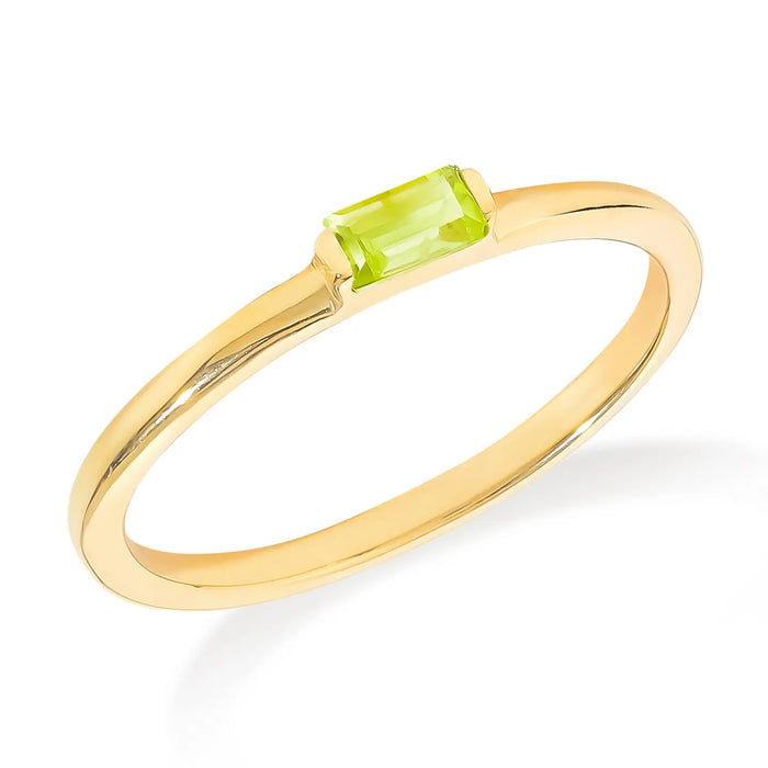 Baguette Blush Peridot Ring