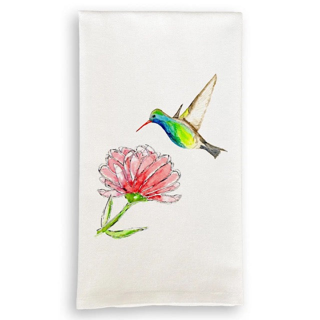 Hummingbird with Flower Dishtowel