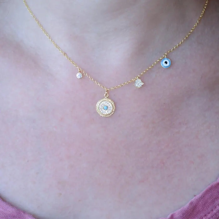 Multi Eye Talisman Charm Necklace