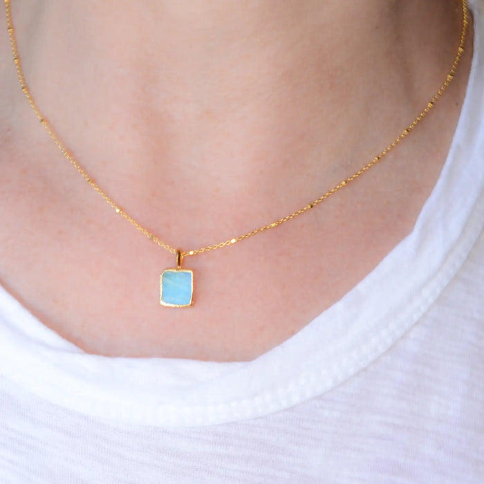 Amazonite Square Pendant Necklace