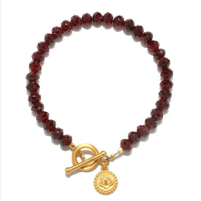 Garnet Lotus Bracelet