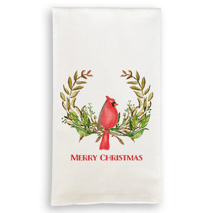 Merry Christmas Cardinal Dish Towel