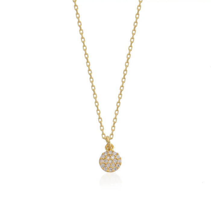 Disc Pendant with Cubic Zirconia Necklace