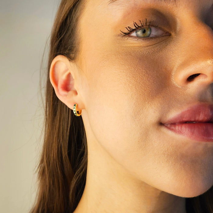 Emerald CZ Huggie Earrings