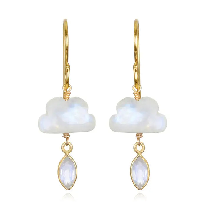Cloud Dangles - Rainbow Moonstone