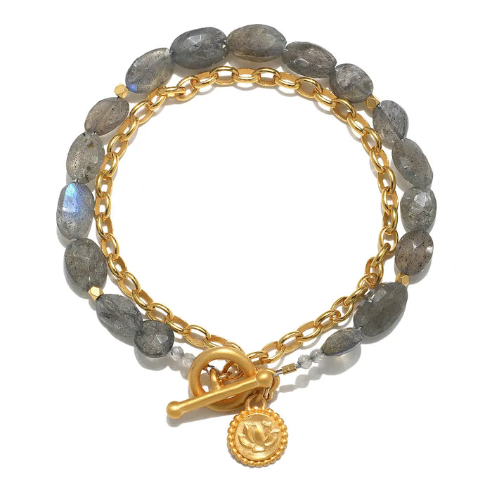 Labradorite Lotus Toggle Bracelet