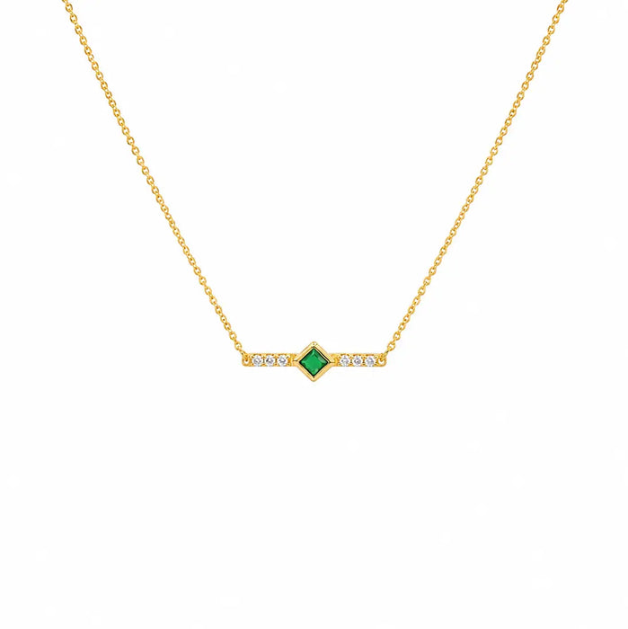 Green Onyx & White Topaz Bar Necklace