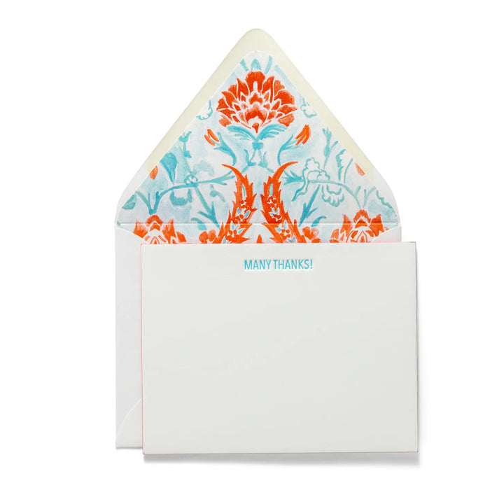 Many Thanks Letterpress Flat Notecards - Set of 6