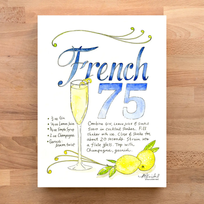 French 75 Cocktail Recipe Art Print